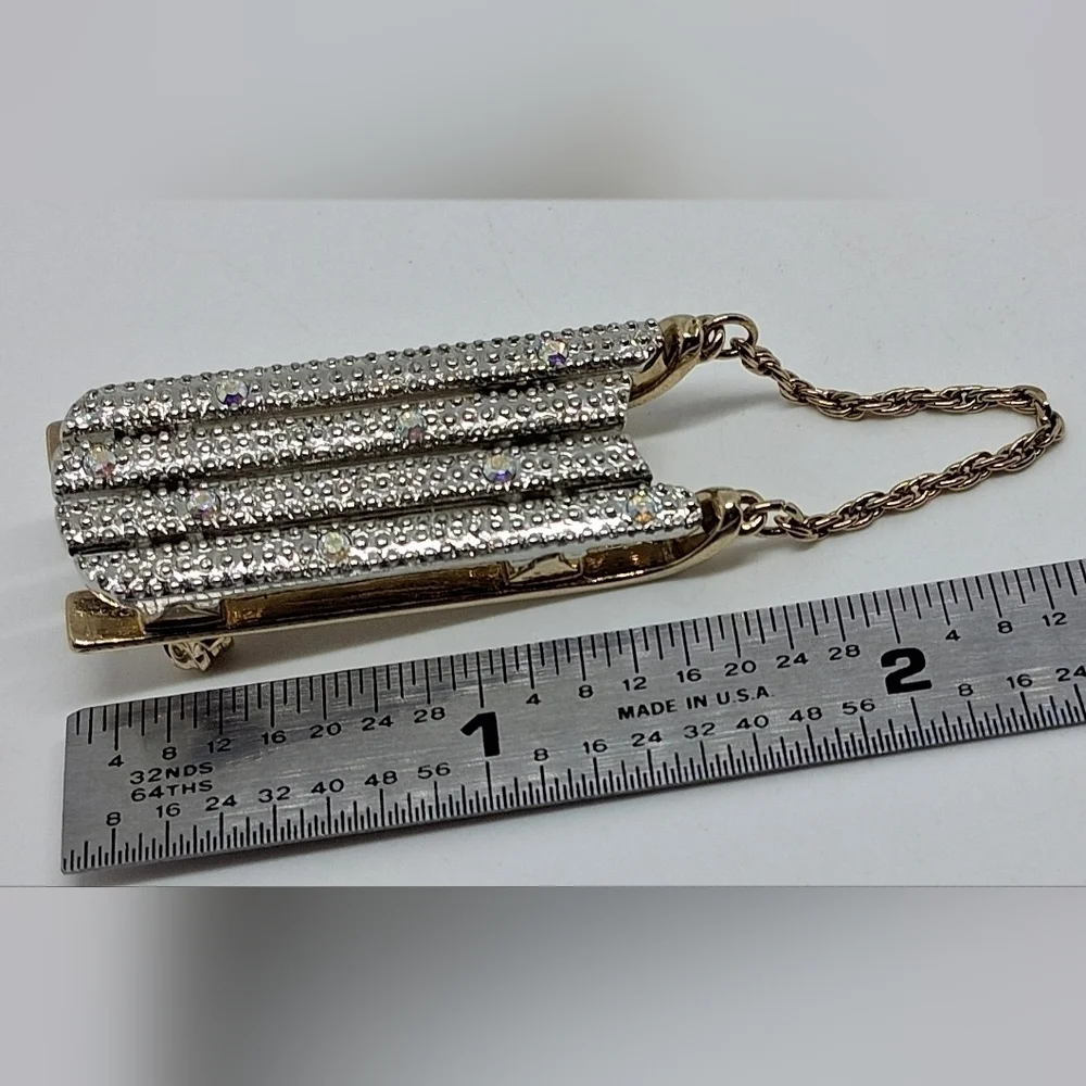 * Vintage Lady Remington Winter Sled Pin Brooch